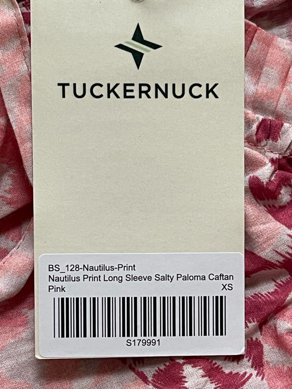 Tuckernuck Nautilus Print Long Sleeve Salty Paloma Caftan Boho Dress Pink XS NWT - Picture 5 of 16